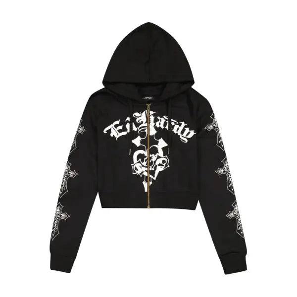 Ed Hardy front crosses zip up hoodie - SMALL / BLACK - HOODIE