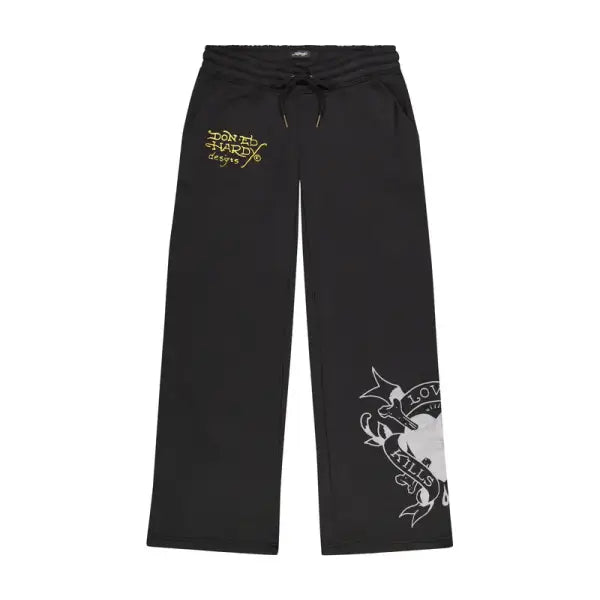 Ed Hardy front heart snake sweat pant - MEDIUM / BLACK - SWEAT PANT