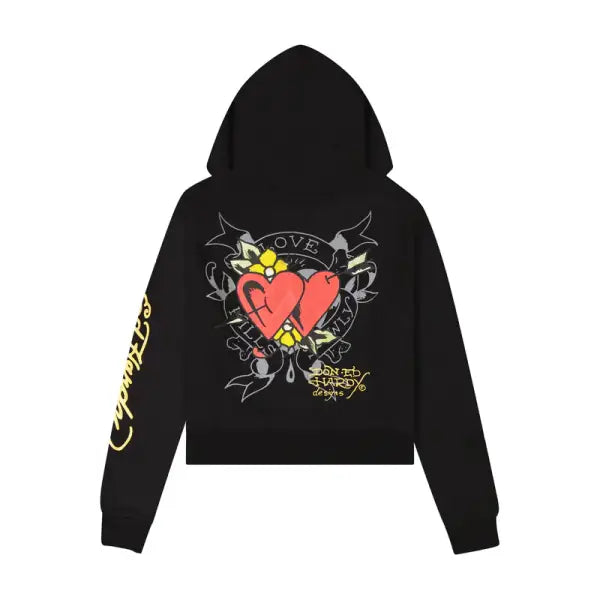 Ed Hardy front heart snake zip up hoodie - HOODIE