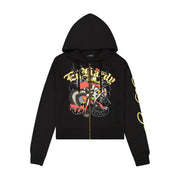 Ed Hardy front heart snake zip up hoodie - SMALL / BLACK - HOODIE