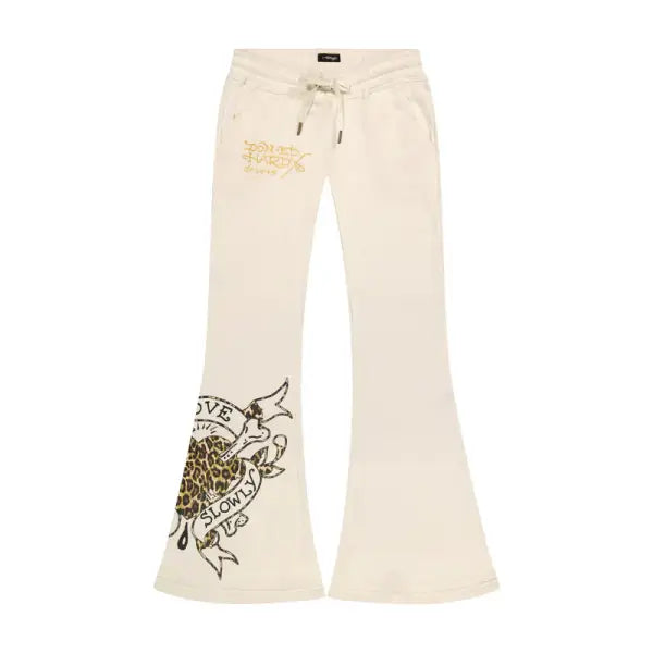 Ed Hardy front lks boot cut sweat pant - MEDIUM / CREAM - SWEAT PANT