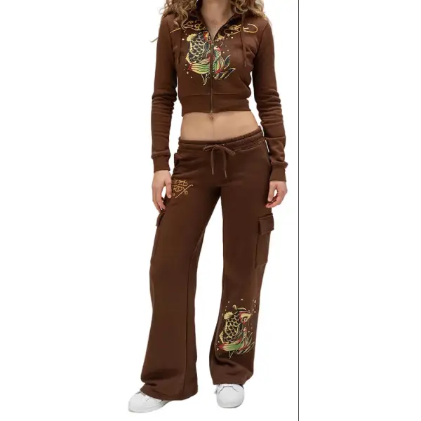 Ed hardy koi fish cropped hoodie - HOODIE