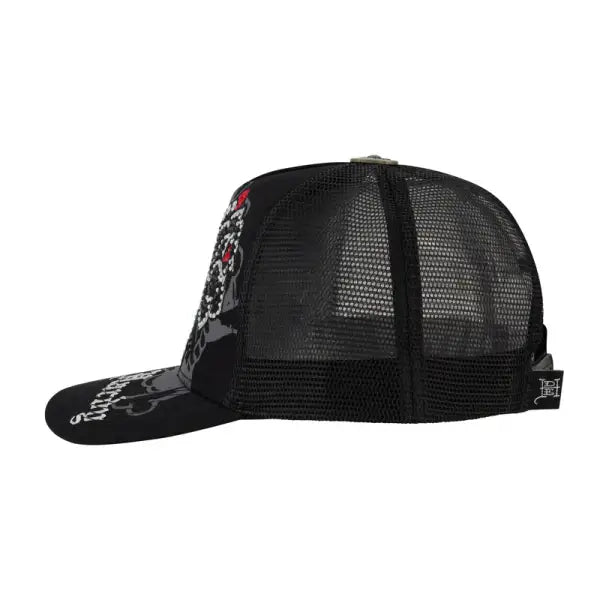 Ed Hardy rose and sword rhinestone trucker snapback - OSFA / BLACK - HATS