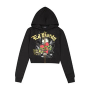 Ed hardy sacred heart zip front hoodie - SMALL / BLACK - HOODIE