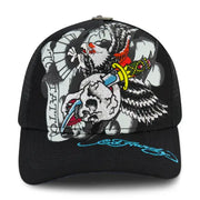 Ed Hardy skull and sword rhinestone trucker snapback - OSFA / BLACK - HATS