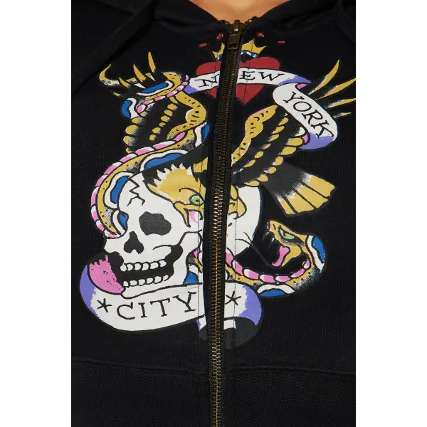 Ed hardy tiger fleece full zip up hoodie - HOODIE