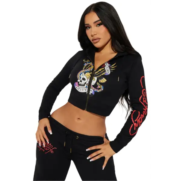 Ed hardy tiger fleece full zip up hoodie - HOODIE