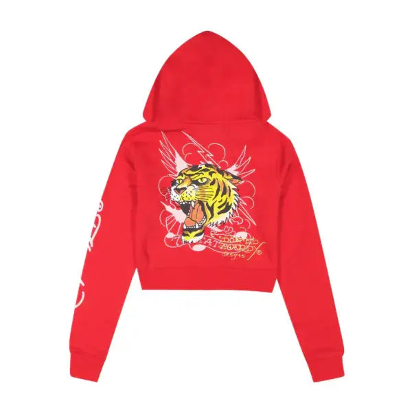Ed Hardy tiger mountain zip front hoodie - HOODIE