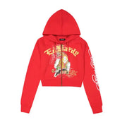 Ed Hardy tiger mountain zip front hoodie - SMALL / RED - HOODIE