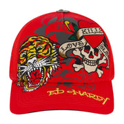 Ed Hardy tiger trucker snapback - OSFA / RED - HATS
