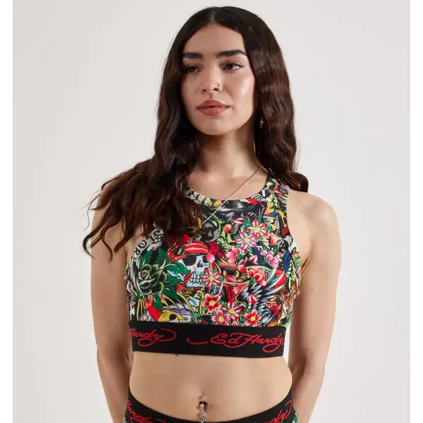 Ed hardy women’s college tattoo sport tank - SMALL / MULTI - T-SHIRT