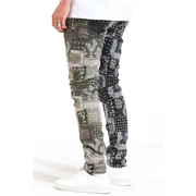 Embellish Two-Tone Paisley Denim Jeans – Trendy & Unique Design - DENIM