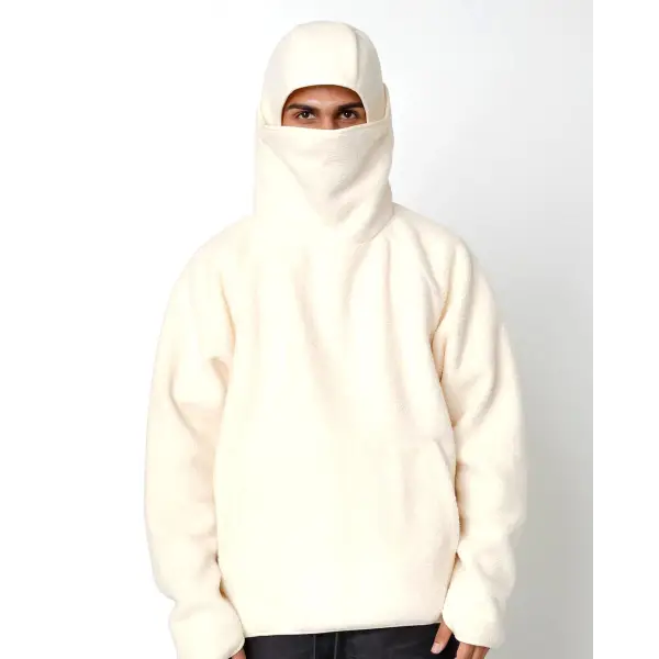 eptm balaclava sherpa hoodie - MEDIUM / CREAM - HOODIE