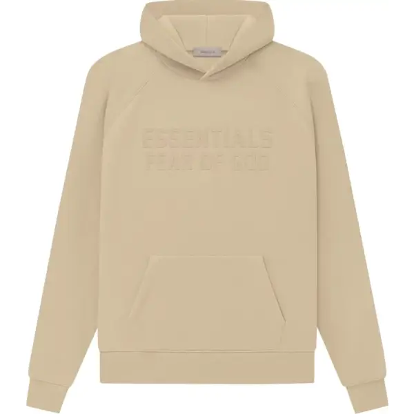 Essentials Fear Of God Suede Logo Hoodie (Sand) - HOODIE