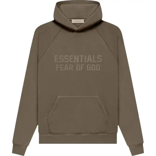 Essentials fear of god suede logo hoodie (Wood) - HOODIE