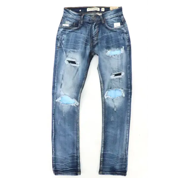 Evolution Contrast Ripped Denim – The Perfect Blend of Fashion & Attitude - 30W/32L / BLUE - DENIM