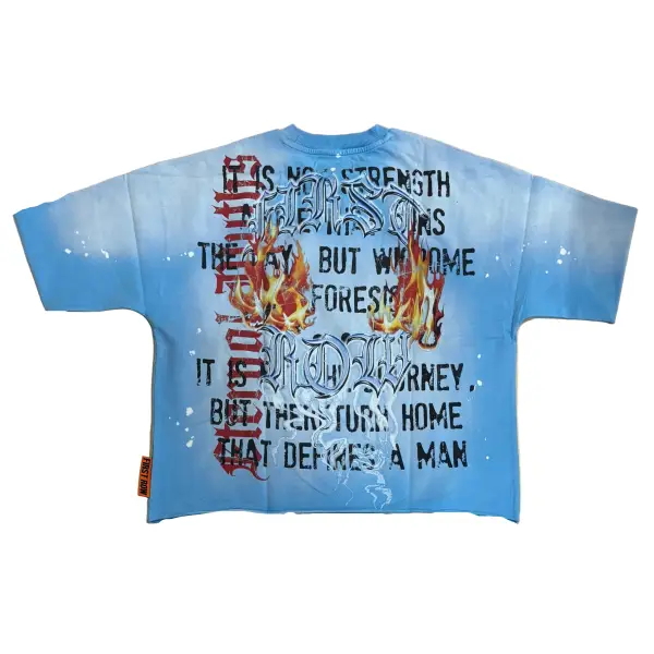 First row 3/4 sleeve cropped mini terry t-shirt - T-SHIRT