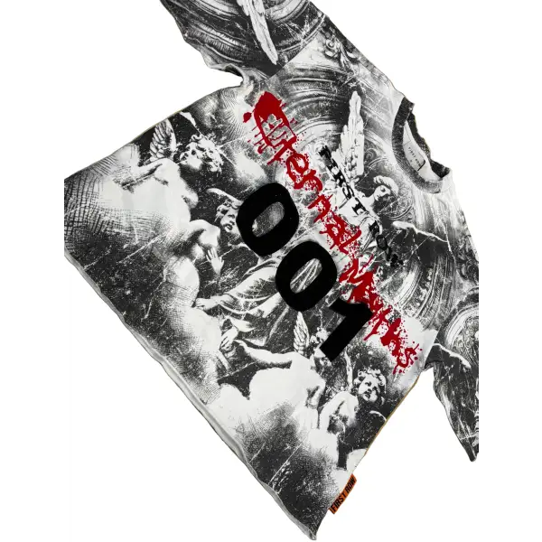 First row 3/4 sleeve cropped mini terry t-shirt - T-SHIRT