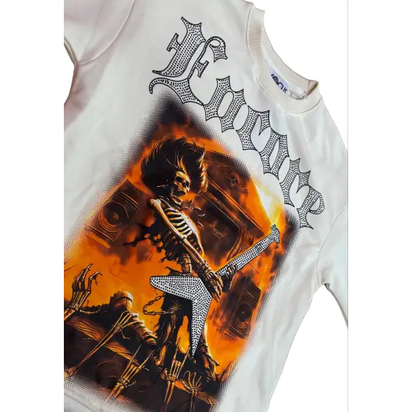 First row 3/4 sleeve cropped mini terry t-shirt - T-SHIRT