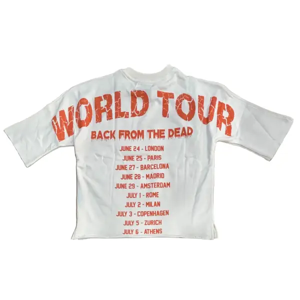 First row 3/4 sleeve cropped mini terry t-shirt - T-SHIRT