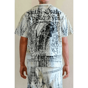 First row faith dealer sacred vow washed graphic rhinestone t-shirt by FIRST ROW