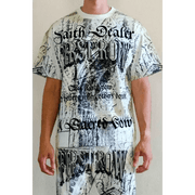 First row faith dealer sacred vow washed graphic rhinestone t-shirt by FIRST ROW
