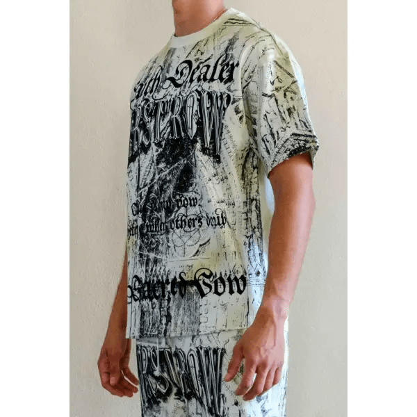 First row faith dealer sacred vow washed graphic rhinestone t-shirt by FIRST ROW