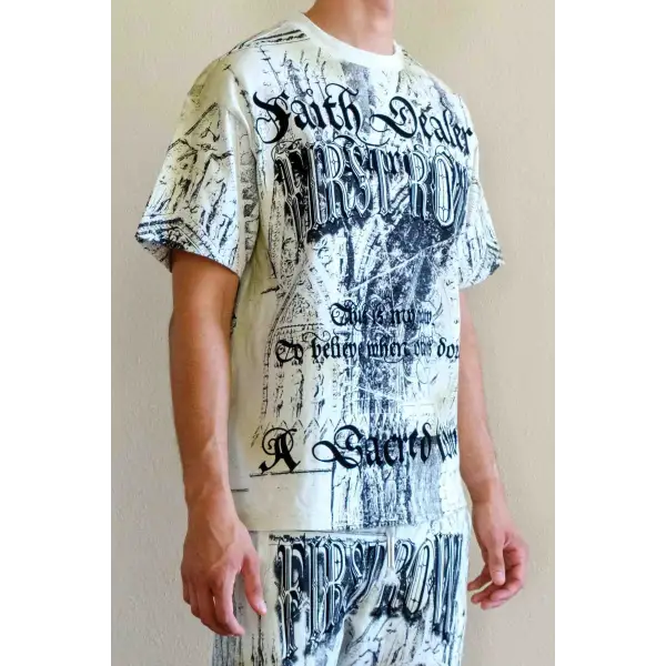 First row faith dealer sacred vow washed graphic rhinestone t-shirt - T-SHIRT