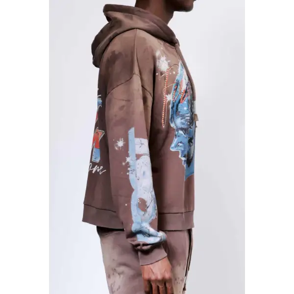 First row graphic rhinestone pullover hoodie - HOODIE