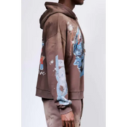 First row graphic rhinestone pullover hoodie - HOODIE