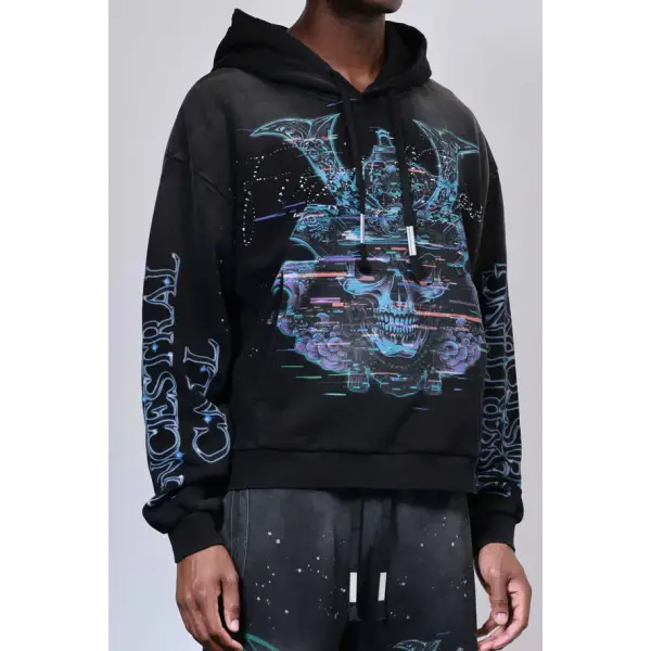 First row graphic rhinestone pullover hoodie - HOODIE