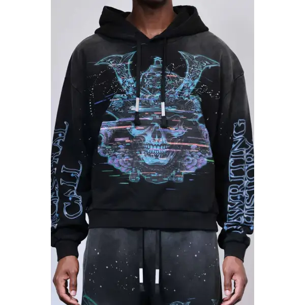 First row graphic rhinestone pullover hoodie - HOODIE