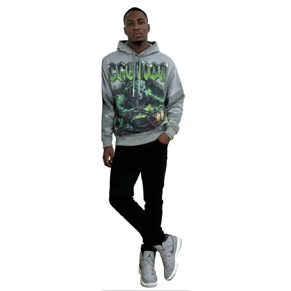 First row graphic rhinestone pullover hoodie - HOODIE