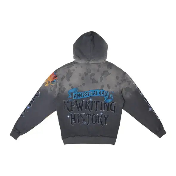 First row graphic rhinestone pullover hoodie - HOODIE