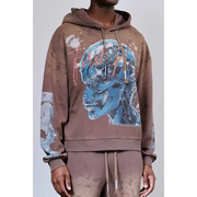 First row graphic rhinestone pullover hoodie - HOODIE