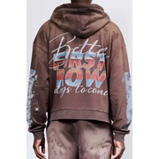 First row graphic rhinestone pullover hoodie - HOODIE