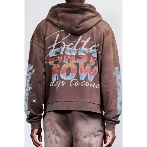 First row graphic rhinestone pullover hoodie - HOODIE