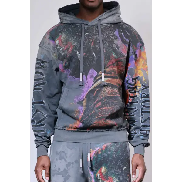 First row graphic rhinestone pullover hoodie - HOODIE
