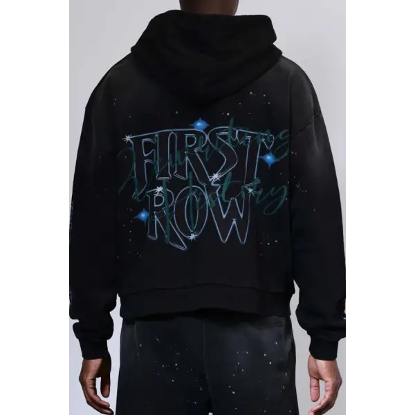 First row graphic rhinestone pullover hoodie - HOODIE