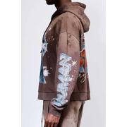 First row graphic rhinestone pullover hoodie - HOODIE