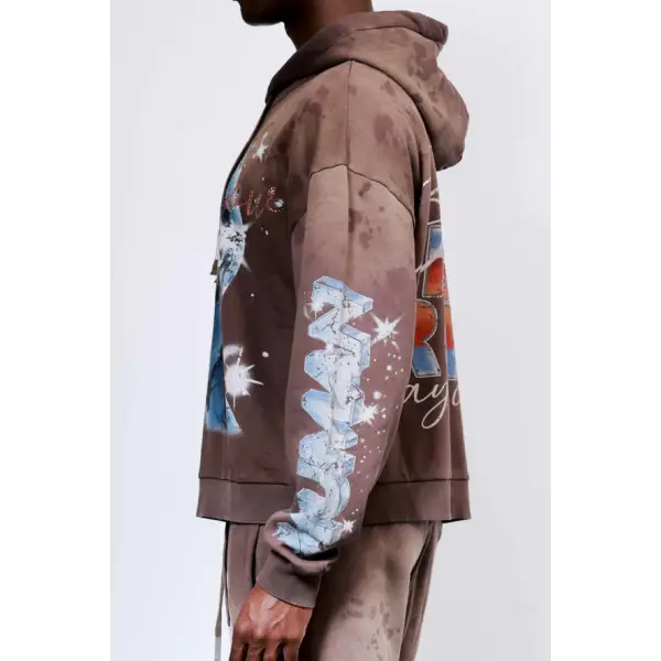 First row graphic rhinestone pullover hoodie - HOODIE