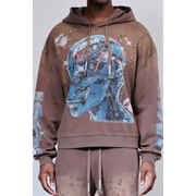 First row graphic rhinestone pullover hoodie - HOODIE