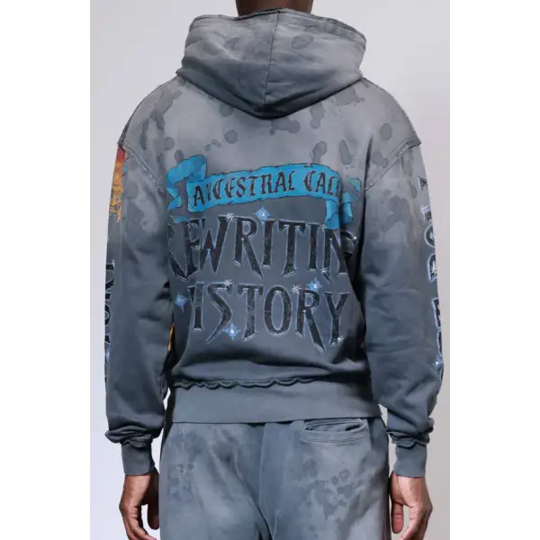 First row graphic rhinestone pullover hoodie - HOODIE