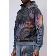 First row graphic rhinestone pullover hoodie - HOODIE