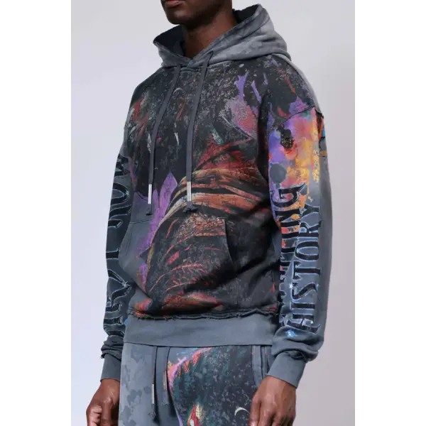 First row graphic rhinestone pullover hoodie - HOODIE