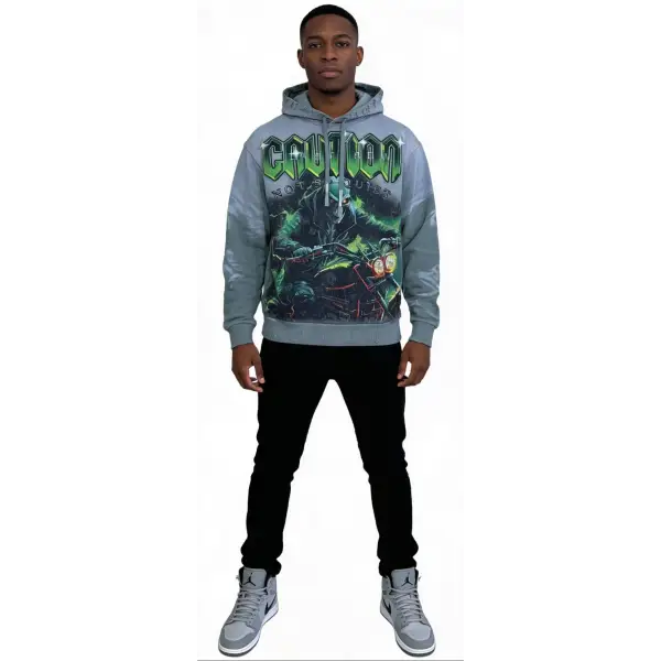 First row graphic rhinestone pullover hoodie - HOODIE