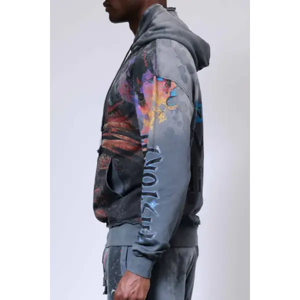 First row graphic rhinestone pullover hoodie - HOODIE