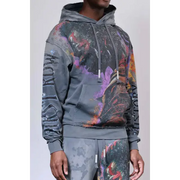 First row graphic rhinestone pullover hoodie - HOODIE