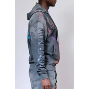 First row graphic rhinestone pullover hoodie - HOODIE