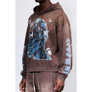 First row graphic rhinestone pullover hoodie - HOODIE